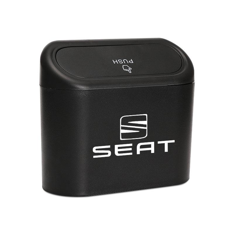 Auto Fahrzeug Etui Aufbewahrungsbox Schwarz ABS Quadratisch Drücken Mülleimer Für SEAT Leon Ibiza Alhambra Arosa Tolendo Exeo Mk2 Mk3 Ateca Altea FR