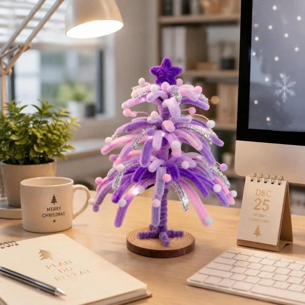 Colorful DIY Christmas Tree Making Kit Handmade Twisty Stick Weaving Set Tabletop Xmas Tree Desk