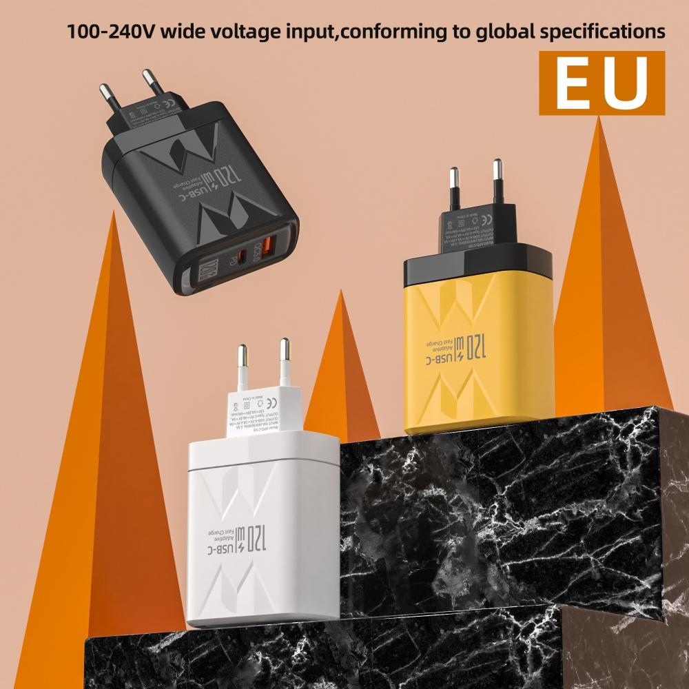 120W USB C Charger Fast Charging Charger PD Quick Charge QC3.0 Wall Adapter For iPhone 16 15 Xiaomi POCO Samsung Huawei Oneplus