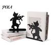 Desktop Bookend 1 Pair Metal Cat Book Ends, Cute Bookends for Shelves, Decorative L-shaped Heavy Duty Support Stopper Home Office Desk Bookshelf Decor