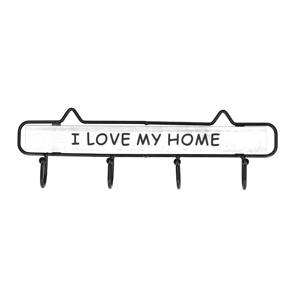 Wood & Iron Wall Mount Hanger White Blue Multi-purpose Coat Rack Wood & Iron Wall Hook  Bedroom белый