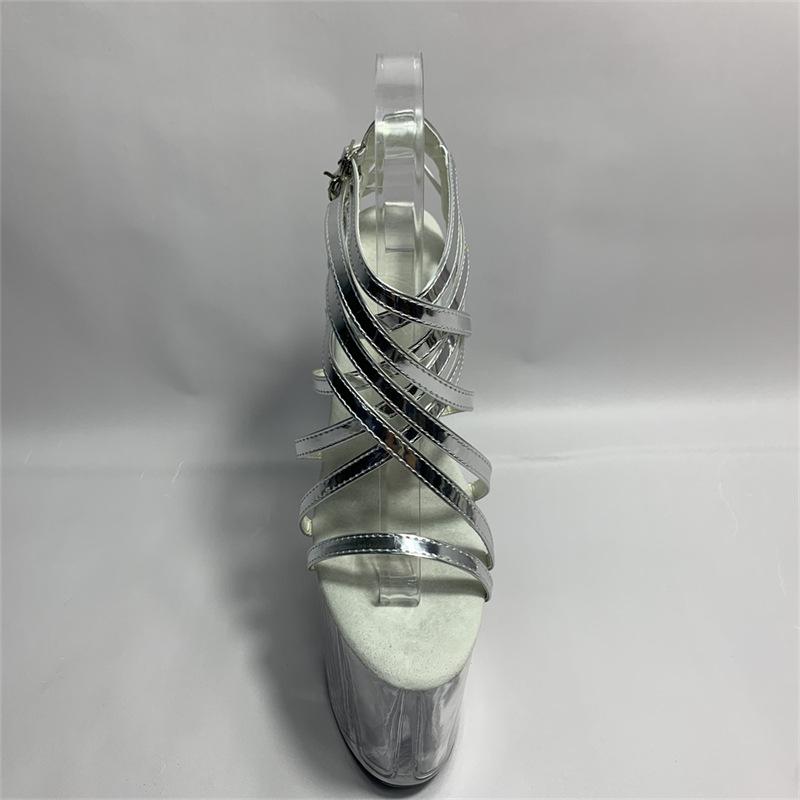 20Cm summer model white fashion transparent thick heel thin heel mature super high heel buckle high heel round head fashion