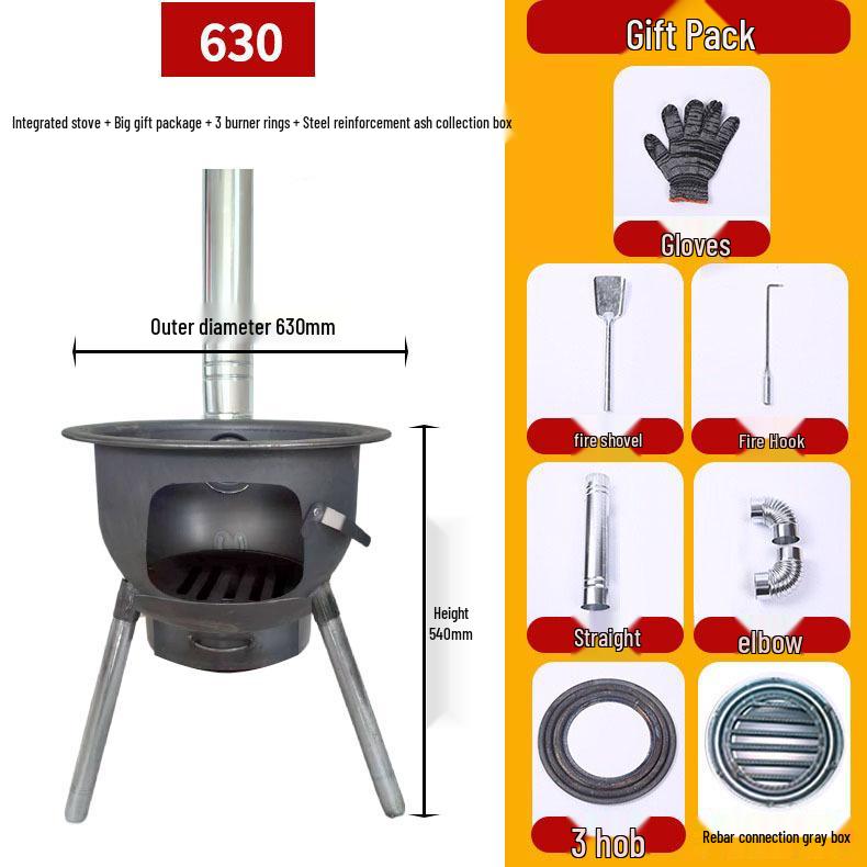 Portable Outdoor Firewood Stove with Threaded Round Legs - New Model