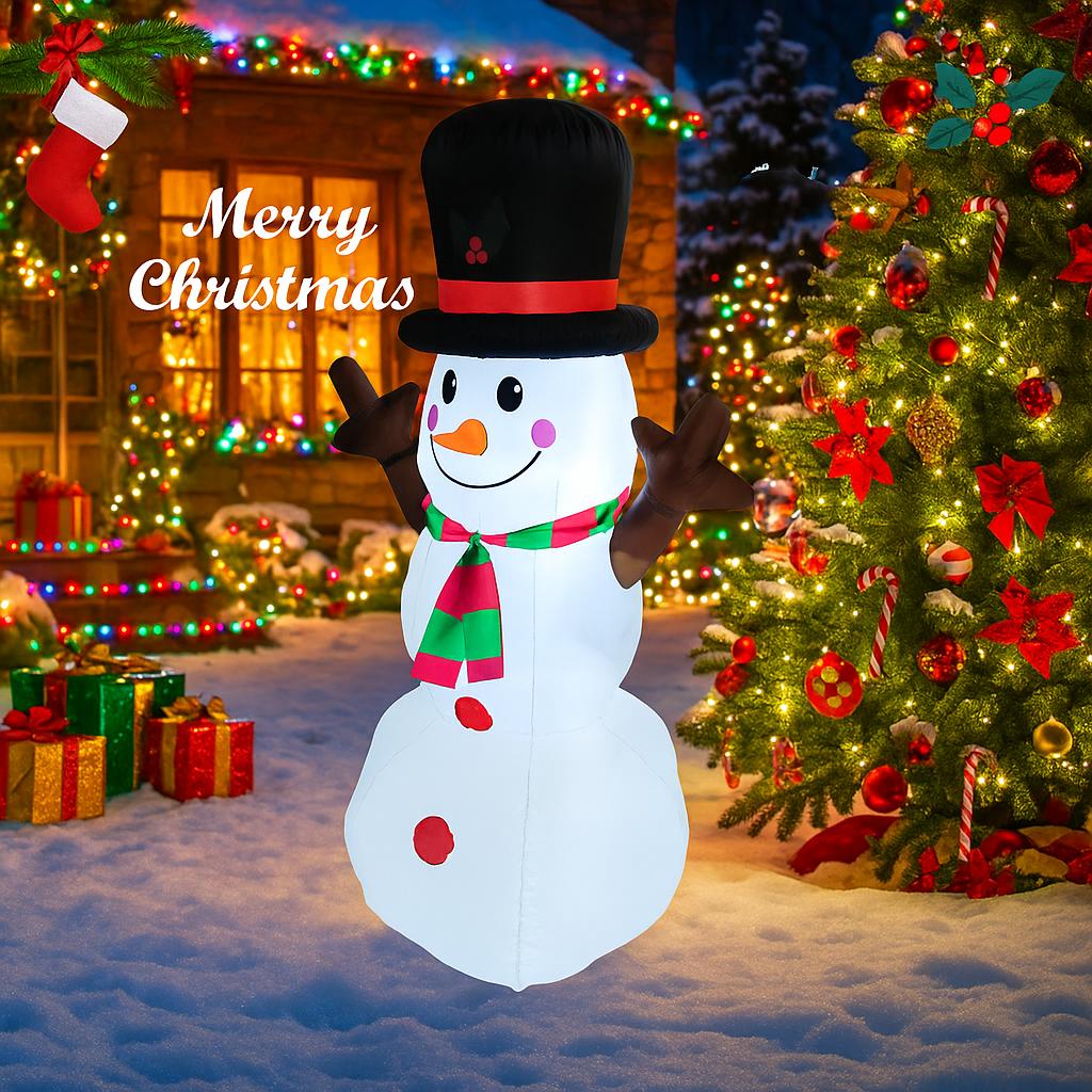 5.25FT Inflatable Toy Hat Snowman Xmas Decorations for Yard with LED Lights Christmas Supplie Home Ornament Festive Holiday Gift