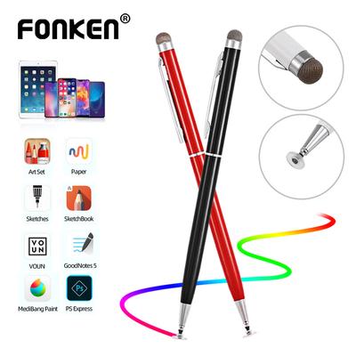 FONKEN 2 In 1 Metal Hook Stylus Pen For Android Smartphone Tablet Thick Thin Drawing Capacitive Pencil Universal Mobile Screen Touch Pens