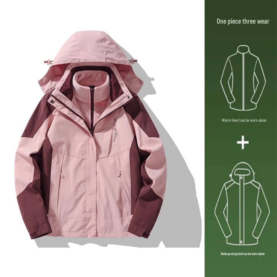 

Женская ветрозащитная водонепроницаемая куртка для хайкинга HJCAMEL - Серия Mountain, осенне-зимняя куртка для активного отдыха 3-в-1. L