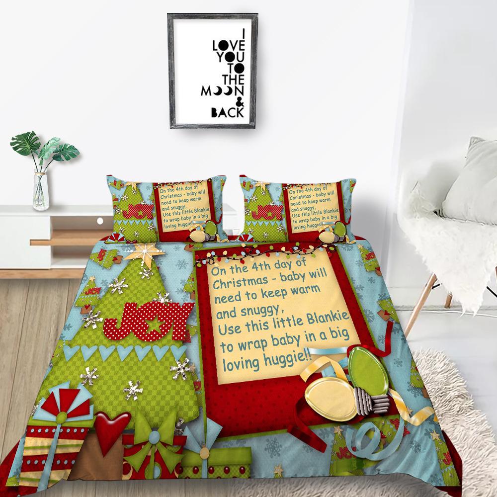 Digital Printing Quilt Cover Pillowcase Two Or Three Piece Set Christmas Gift Polyester