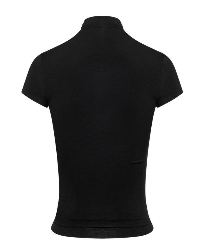 Women's Stand Collar Sexy Hot Girl Hollow Short Sleeve T-shirt