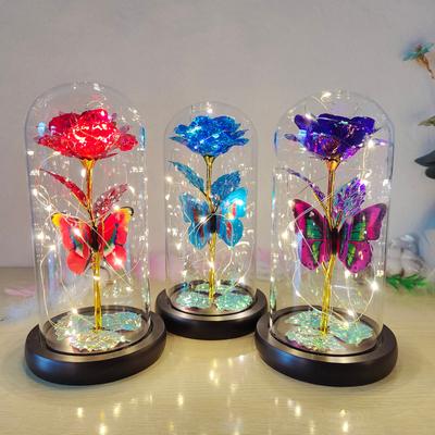 Künstliche Rosenblüten, Glasrose, LED-Licht, Galaxie-Rose, Geschenk zum Valentinstag