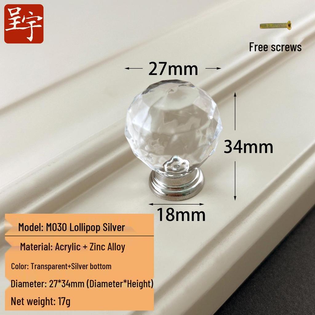 Crystal Clear Acrylic Knob: Single Hole Diamond Design for Pot Lids, Wardrobes, and Drawers