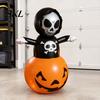 Outdoor Halloween Decor Inflatable Grim Reaper Decoration, Large Spooky Blow Up Decoration with Pumpkin for Yard, Lawn, Porch, Haunted House,