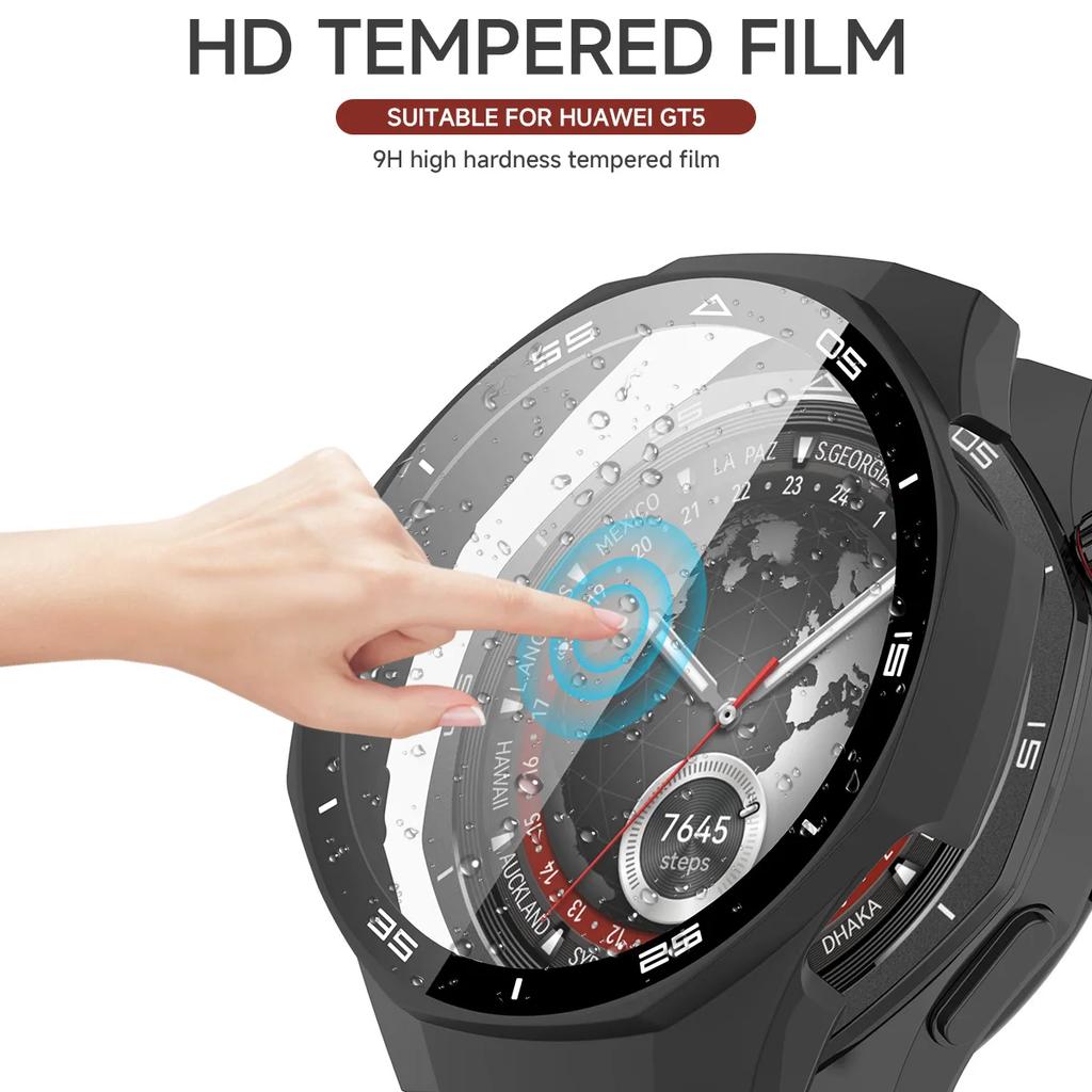 Pouzdro pro Huawei Watch GT 5/GT5 Pro 46mm Ochranné sklo na displej a Pevný PC Ochranný nárazník Kryt Huawei GT5 Příslušenství