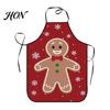 Oil Proof Cooking Cover Christmas Apron with Santa Gingerbread Prints, Waterproof Resistant Holiday Apron, Adjustable Tie for Kitchen Baking