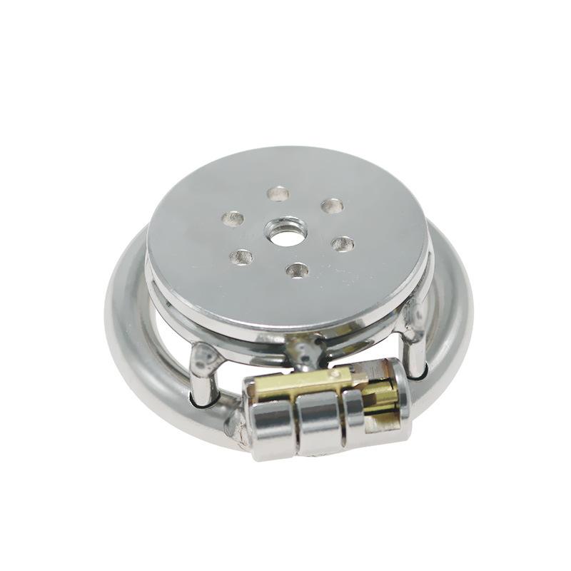 Stainless Steel Flat Chastity Lock Penis Lock Cage CB Chastity Device Bird Cage Men's Sexy Toys with Ring Version