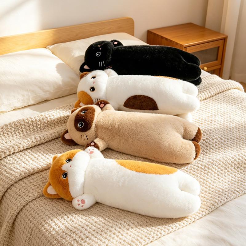 Cute Cat Cartoon Long Body Pillow With Soft Plush For Girls Sleep And Relaxation