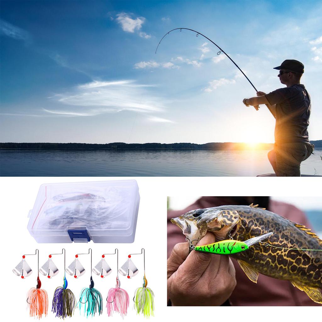 5Pcs Spinnerbait Fishing Lures Kit Fishing Buzzbait Lures Spinner Baits Swim Jigs Fishing Lure for Bass Trout Salmon