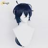 In Stock Anime Vanitas Synthetic Unisex 65cm Blue Black Cosplay Anime Wig And Earrings Heat Resistant Hair Halloween Party Wigs