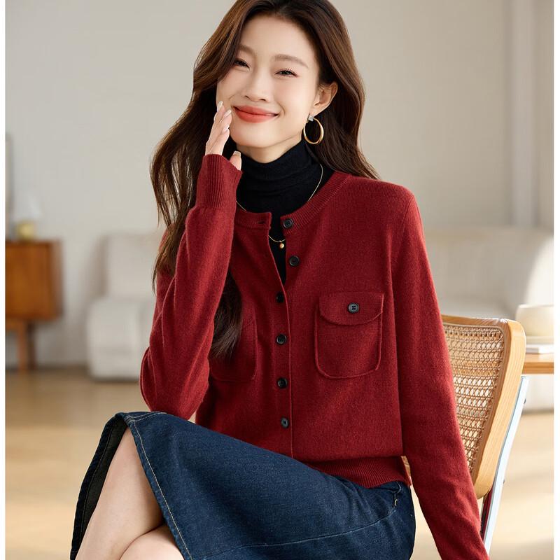 Women's Short Knitted Wool Blend Cardigan