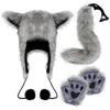 Fur ball hat fox tail plush finger gloves cosplay Beast Tail Prop Set