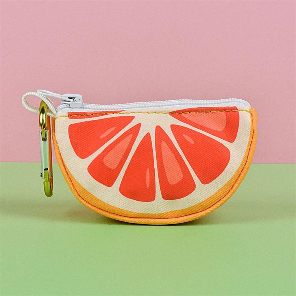 Zippered Dog Poop Bag Dispenser Hangable Dog Poop Bag Holder Outdoor Pet Walking Gear Fruit Print Pet Waste Bag Holder