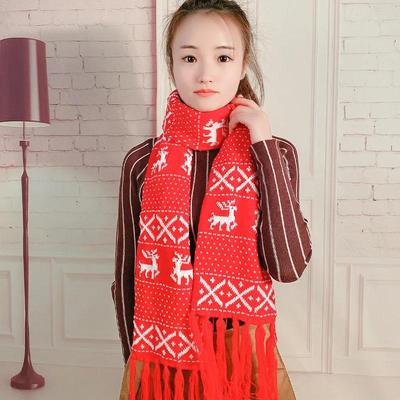 Women Fashion Warm Xmas Deer Print Shawl Long Scarf Merry Christmas Scarfs Accessories for Women and Men Creative Festival Gifts