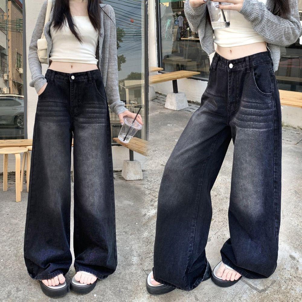 Loose Retro Jeans Women Straight Leg Baggy Denim Pants Fashion Cowboy Trousers  Girls Lady