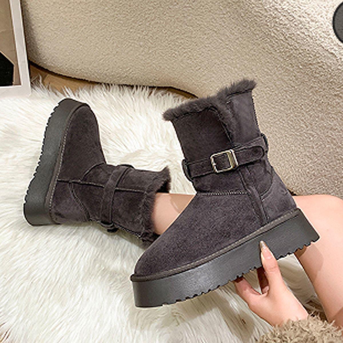 

Women s thick-soled winter lightweight warm cold padded snow boots non-slip wear-resistant casual sneakers fur cotton boots 40 сірий колір