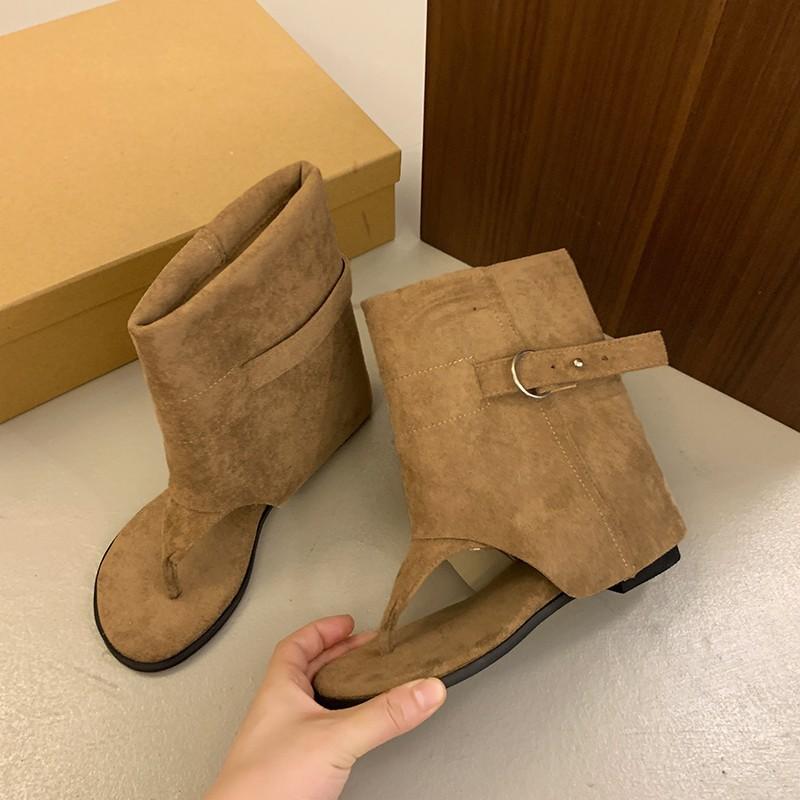 Retro Open-toed Cool Boots Fashionable Versatile Toe Inner Heightening Trouser Boots 2025 Summer Thin Roman Boots