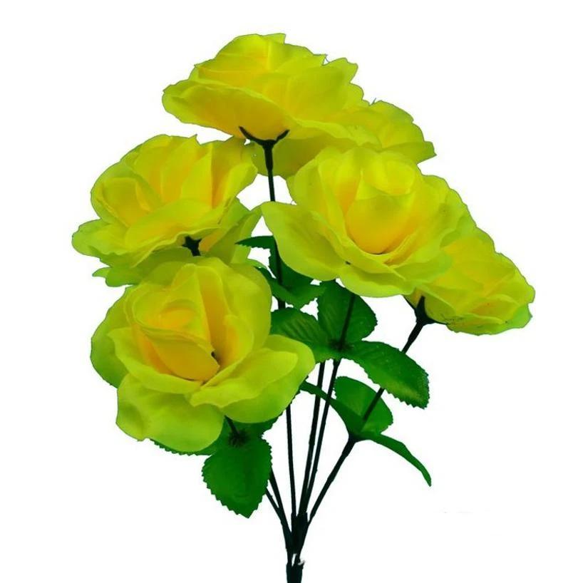 Fiori Artificiali 7 Teste Piante Rosa Chinensis Decorazioni Floreali Matrimonio Casa