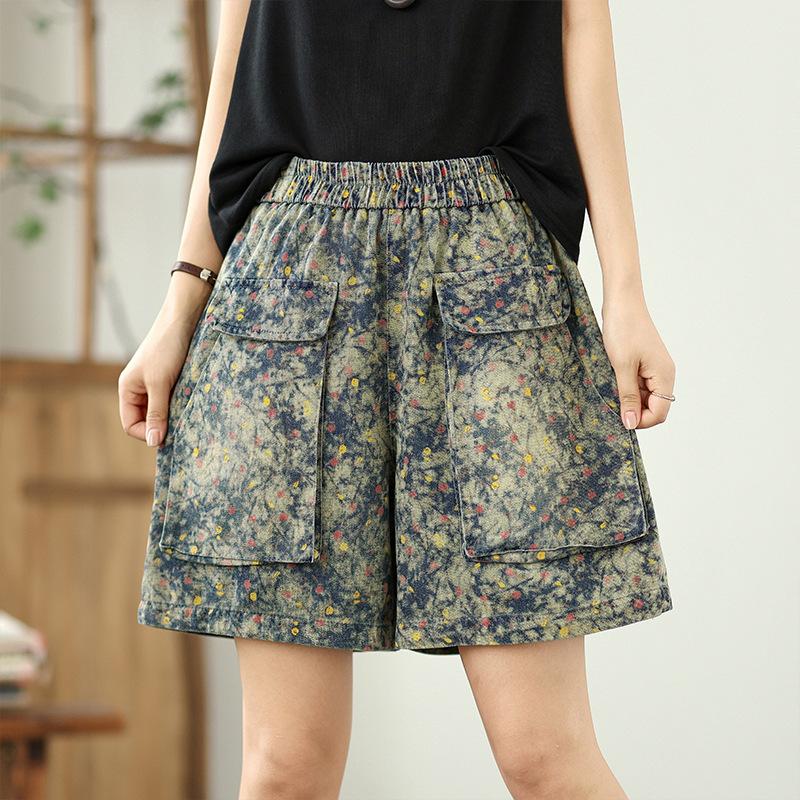 

Винтажные джинсовые шорты с большим карманом для женщин, с высокой посадкой, свободные, повседневные, короткие брюки, женские, на все случаи жизни, женские джинсовые брюки 2XL