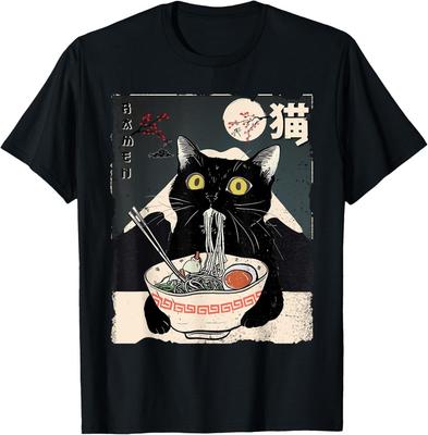 Kat Ramen Japans Grappige Grafische T-shirts Kawaii Kat Anime Cadeaus Unisex T-shirt