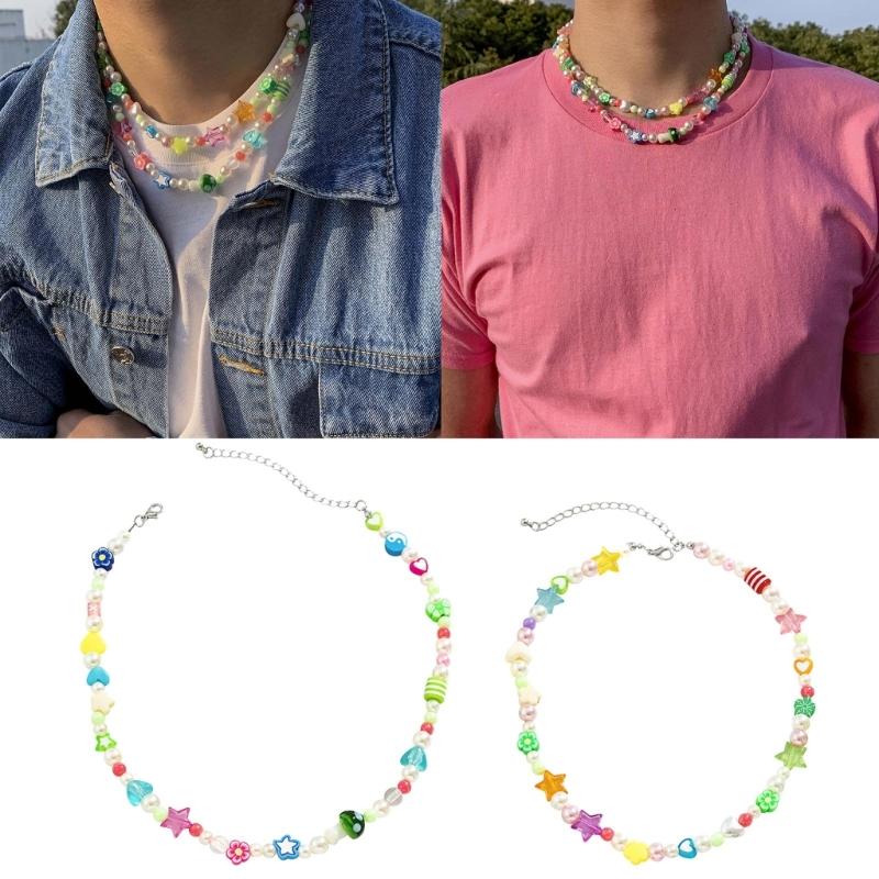 2-elementowy ręcznie robiony naszyjnik z koralików, kołnierzyk, łańcuszek na obojczyk, modny kwiatowy naszyjnik dla kobiet, akcesorium biżuteryjne hip-hopowe