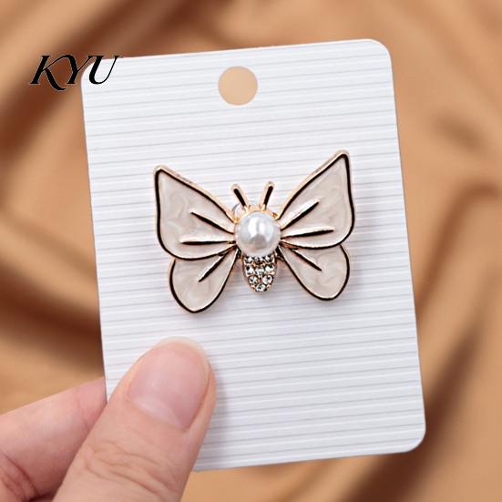 Metal Butterfly Brooch Faux Pearl Rhinestone Brooch, Dainty Decorative Badge Fashion Accessories Pin, Sweater Cardigan Coat Dress Jewelry Anti-rust