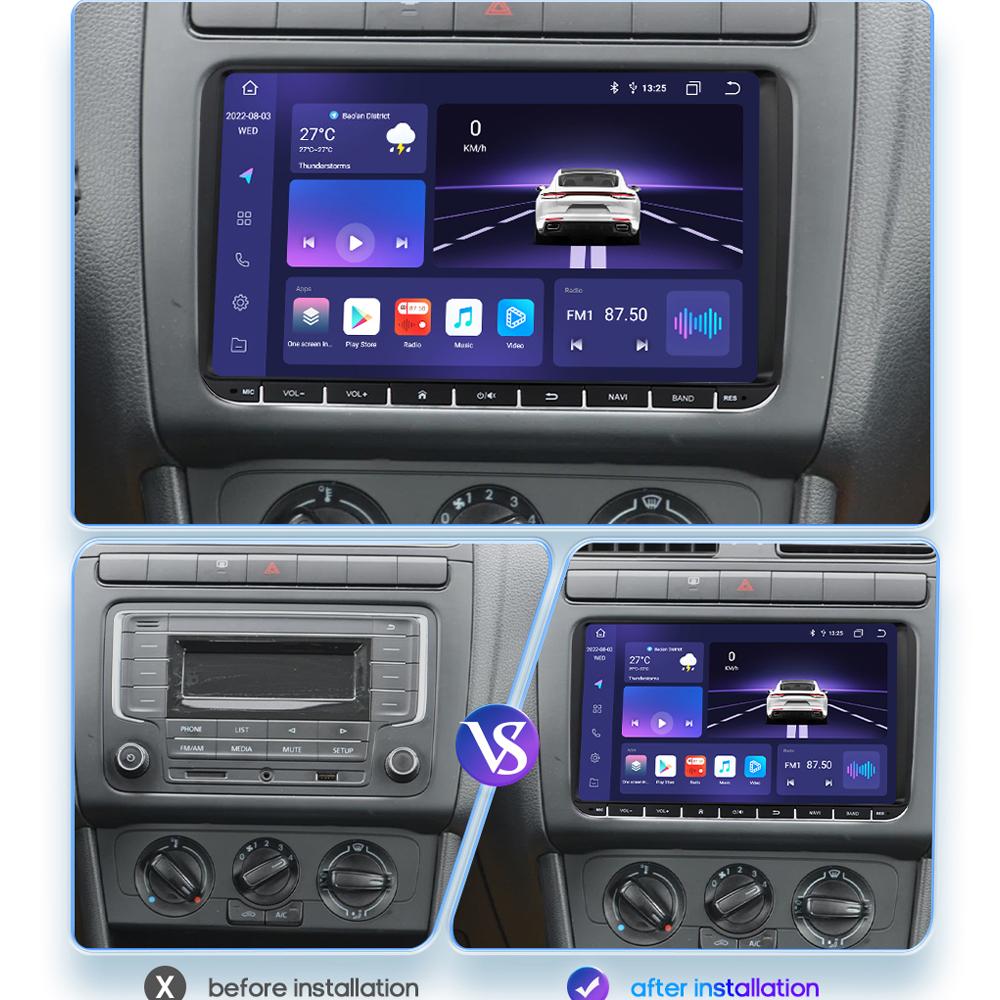 Hizpo Carplay 4G 9 pouces 2Din Android 13 Lecteur Multimédia de Voiture Pour Volkswagen Skoda Octavia Golf 5 6 Touran Passat Polo Jetta Autoradio Intelligent