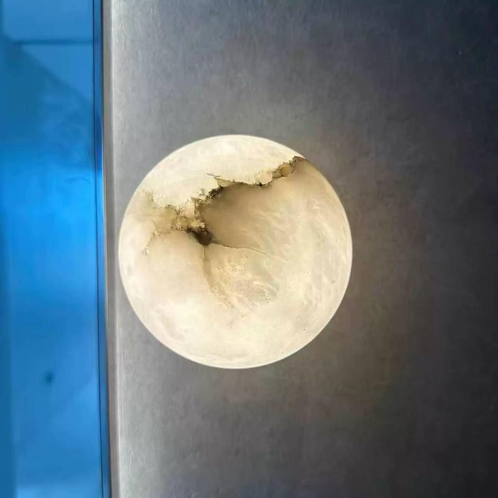 Modern Mid-Century Marble Wall Lamp - Round Nordic Design for Living Room, Hallway, Bedroom, and Balcony