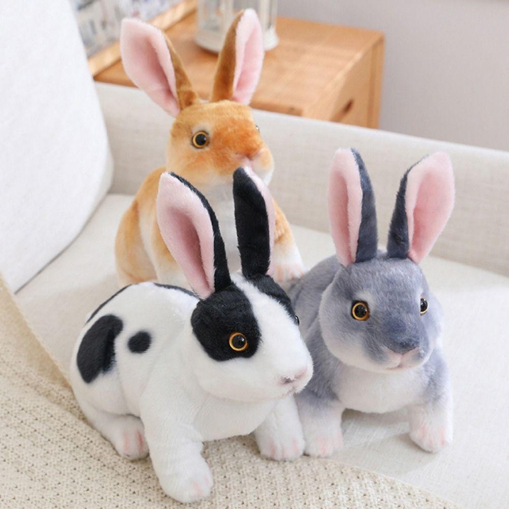 Four Colors Simulation Animal Doll Long Ears Realistic Rabbit Plush  Sleeping Companion