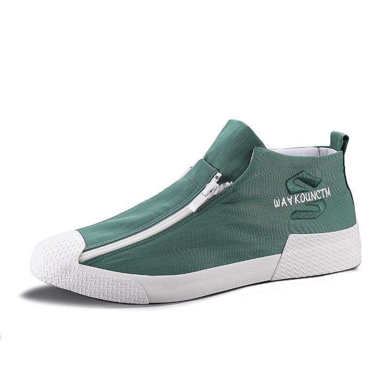 Vīriešu audekls gurnu sporta kurpes Modes divrindu rāvējslēdzēja dizains ikdienišķas plakanas kurpes Ikdienas vīriešu elpojošas kedas Zapatillas