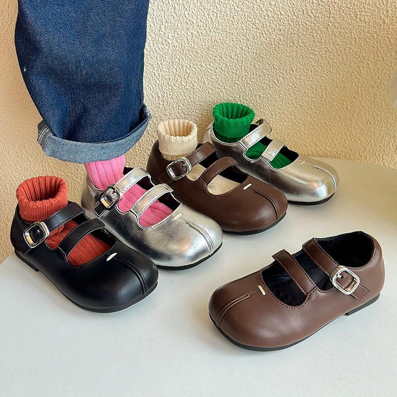 Girls Mary Jane Shoes Princess Soft Leather Ballet Flats Children Fashion Double Strap Round Toe Casual Toddler Designer Shoes
