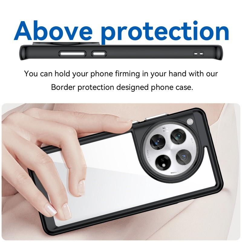 For OnePlus 12 5G Phone Case WANLONFENG XC Series TPU Acrylic Cover with Tempered Glass (Big Lens Hole)