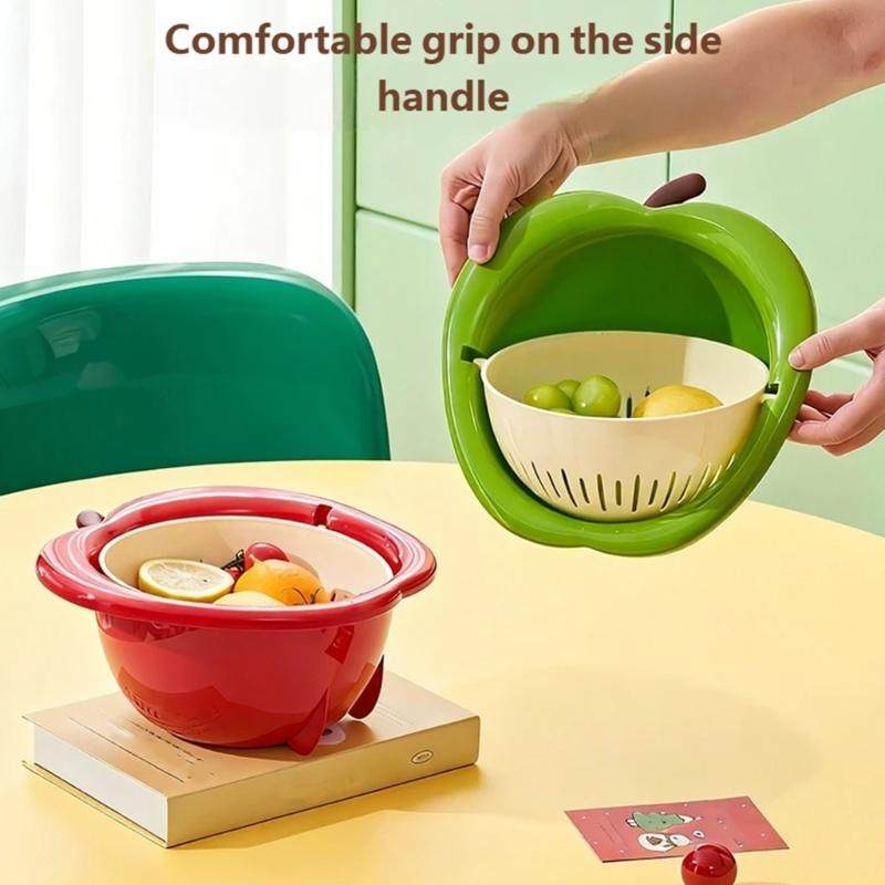 Durable PP Materials Kitchen Drainer Basket Lovely Fruit Shape Colander For Fruits Vegetables Snacks Storage And Display