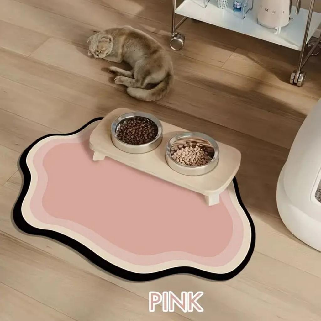 Non-Slip Cat Feeding Mat - 3 Cute Cats Design, Leak-Proof & Easy To Clean, Durable Silica Mud Pet Food Mat , Stylish & Functional Pet Placemat