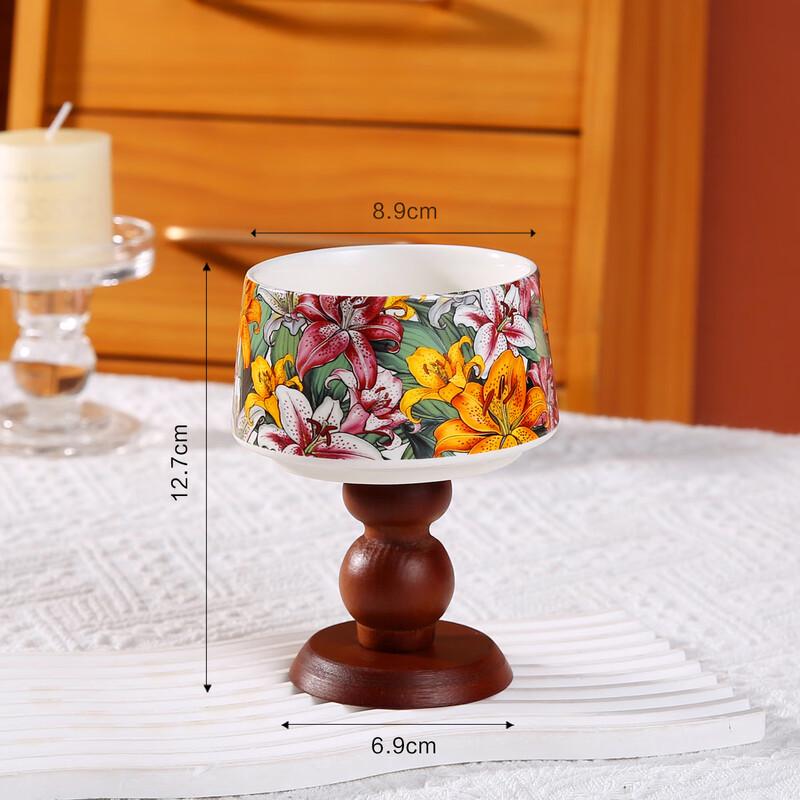 French Vintage Blue & White Lily Ceramic Decorative Bowl Set