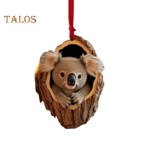 Ovale Acryl-Tier-Hängedekoration, 2D, flaches Waldtier, Weihnachtsbaum-Hängeornament, Auto, Schlafzimmer, Tieranhänger, Wohnzimmer, Schlafzimmer, Tier