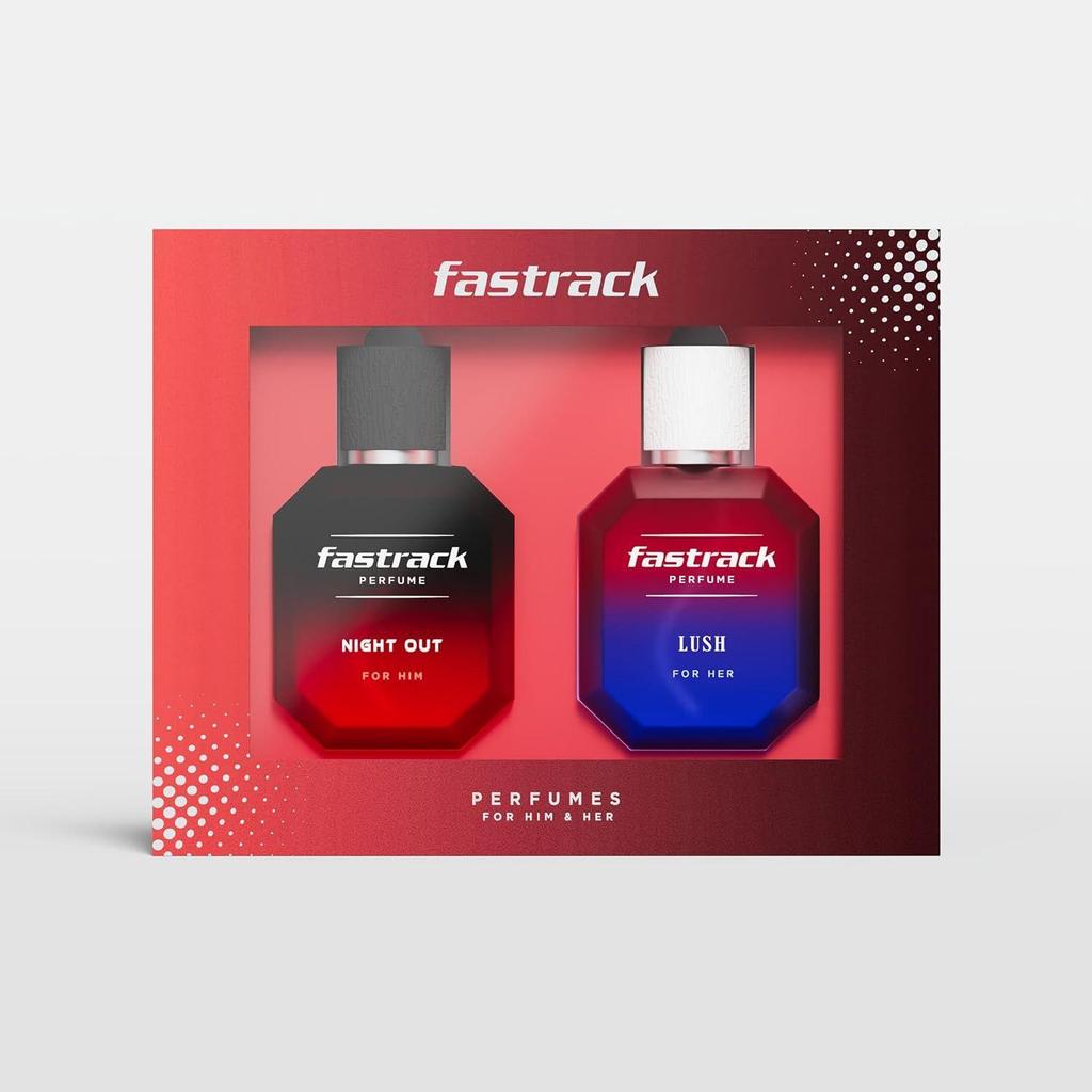 Fastrack Perfume | Gift Pack of Night Out & Lush ( 50 ml X 2) EDP| Perfume For Man & Woman|
