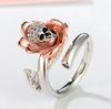 Jewelry, Gold-Plated Skull, Zircon Ring, Female, Rose Open Ring.