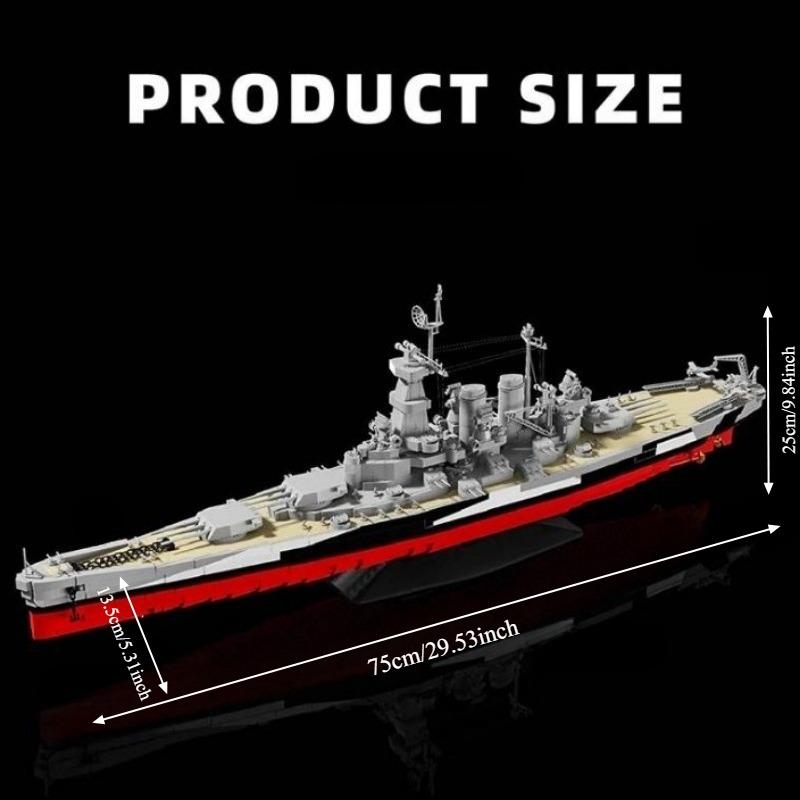 2662pcs North Carolina Battleship Model Kit Module Building Blocks DIY Toy Adult Gift Assembly Model Set Naval Architecture
