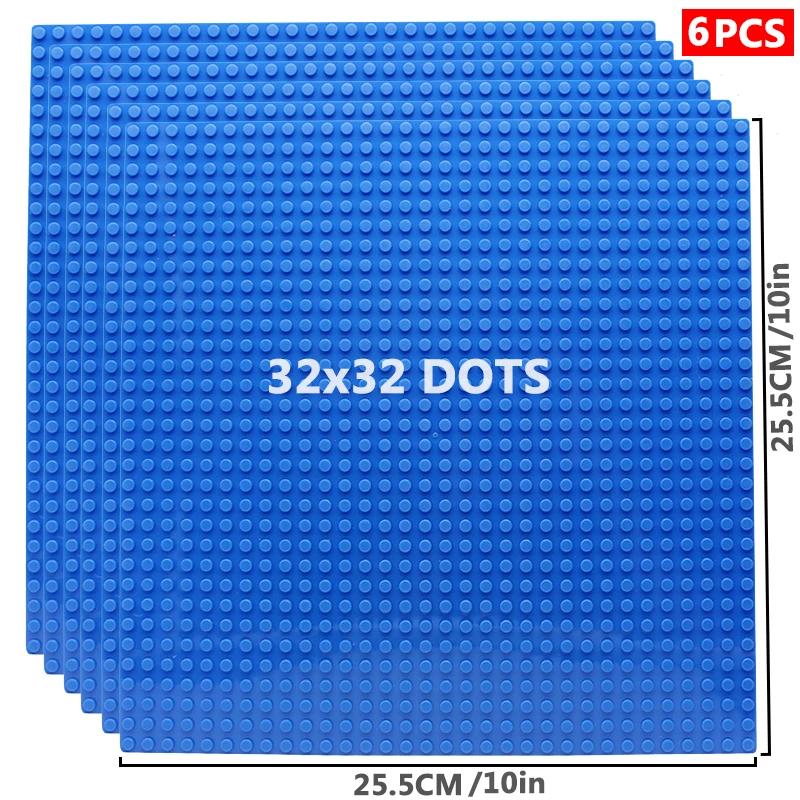 6PCS Classic Base Plates Blocks 32x32 32x16 50x50 Dots ABS Plastic Building BasePlates Bricks Assembly City Road MOC  City Toys