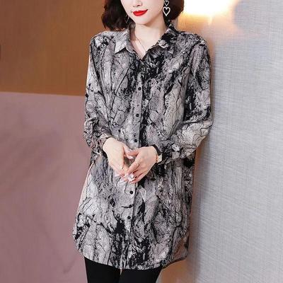 Loose Women Spring Summer Shirts Lady Fashion Casual Long Sleeve Turn-down Collar Printing Blusas Tops