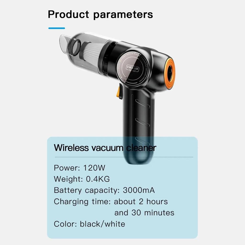 9000Pa Wireless Car Vacuum Cleaner Strong Suction Handheld Car Vacuum Cleaner Home&Car Dual Use Vacuum and Blow Home Appliance
