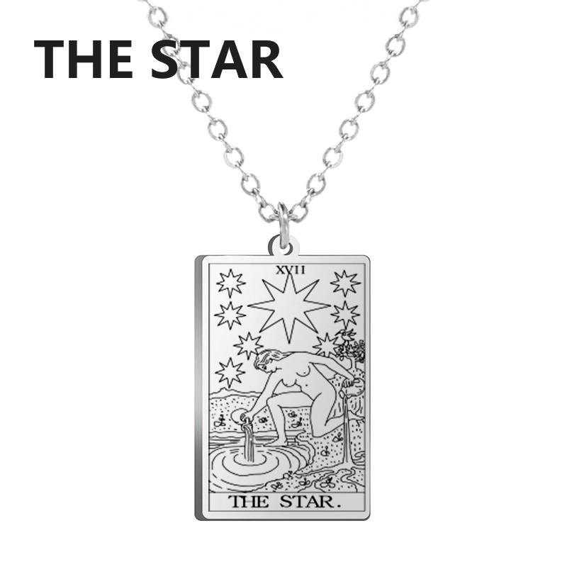 LIKGREAT Tarot Card Necklace Major Arcana Tarots Stainless Steel Necklaces Divination Jewelry Birthday Gift for Women Men